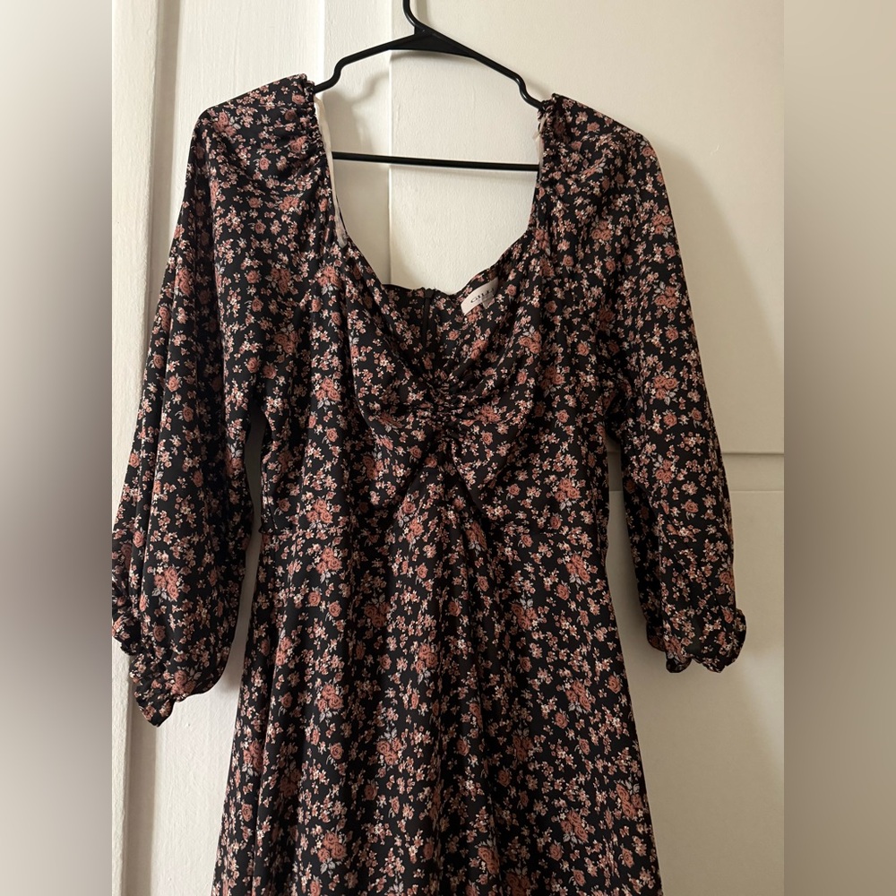 Mini Floral Black Dress